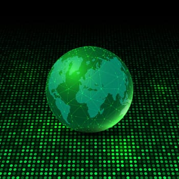 World globe on a glowing dots background