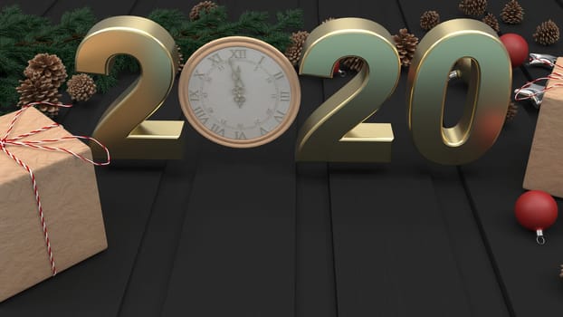 3D Render of  2020 happy New Year background