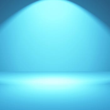 3D minimalist spotlit blue room interior