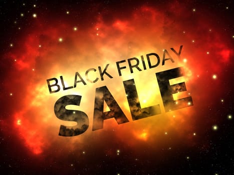 3D render of a Black Friday space scene background