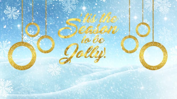 3D render of a Christmas background with gold text and decorations