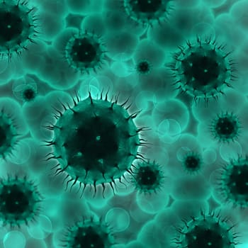 3D render of a medical background with abstract virus cells