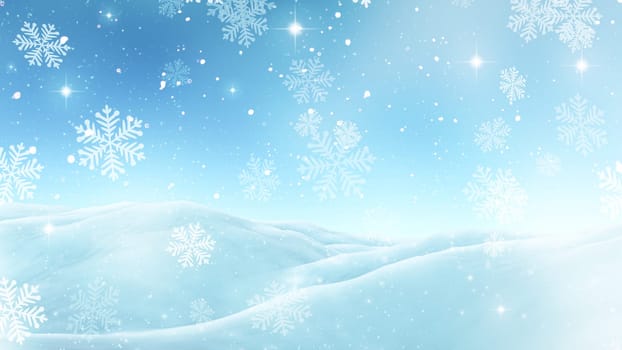 3D render of a Christmas background with snowflakes