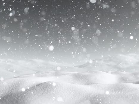 3D render of a Christmas snowy landscape