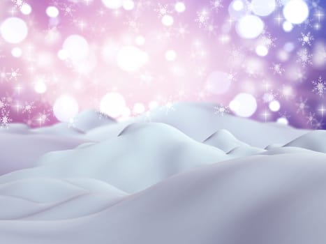 3D render of a Christmas snowy landscape