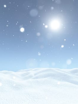 3D render of a Christmas snowy landscape