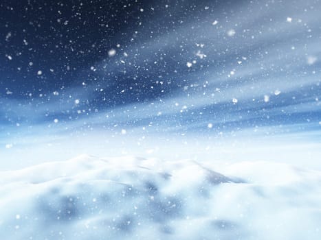 3D render of a Christmas snowy landscape