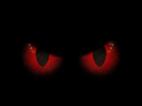 3D render of a Halloween background with red evil eyes