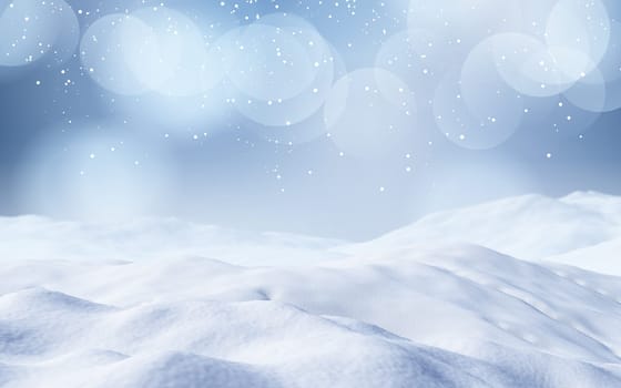 3D render of a Christmas snowy landscape