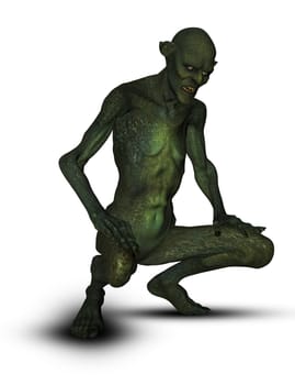 3D render of a Halloween background with evil looking creature