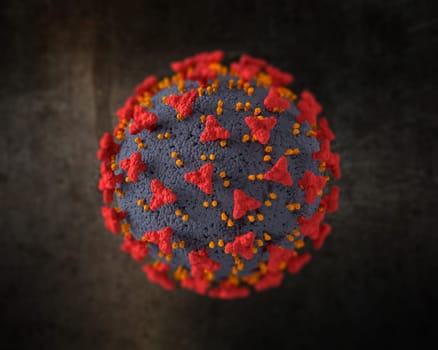 3D render of a Corona virus cell on a grunge background