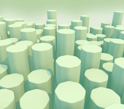 3D render of a background of extruding bevelled hexagons