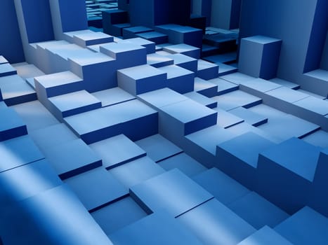 3D render of a background of extruding isometric blocks