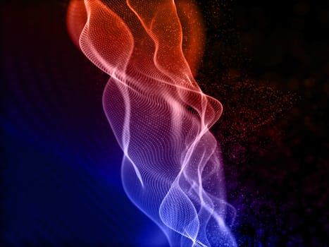 3D render of a colourful background with flowing particles design