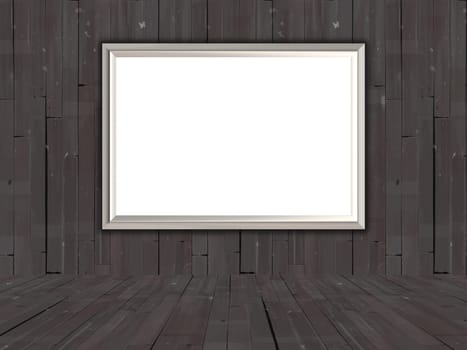 3D render of a blank picture in an old wooden room