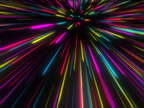 3D render of a colourful warp tunnel effect background
