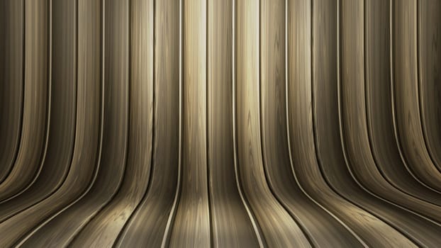 3D render of a curved wooden display background