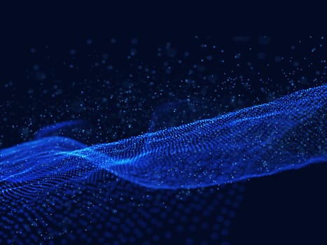 3D render of a cyber particle background - network communications design
