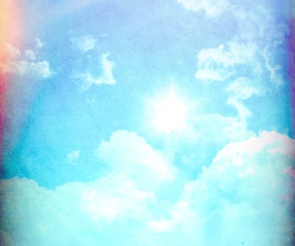 3D render of a blue sky with fluffy white clouds