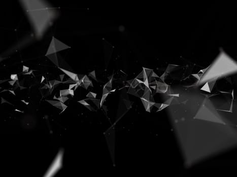3D render of a connections polygonal design with connecting lines and dots