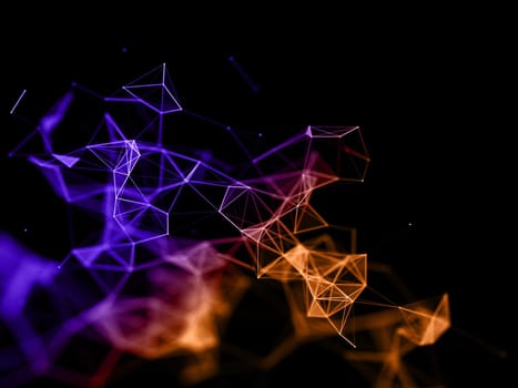 3D render of a coloured abstract background with low poly plexus design