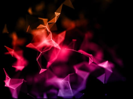 3D render of a colourful background with low poly network communications design