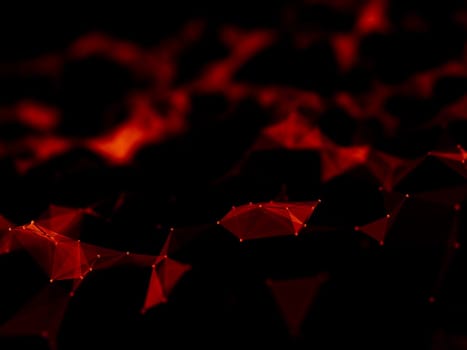 3D render of a dark technology background with connecting lines and dots