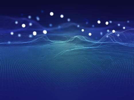 3D render of a digital landscape, modern technology background