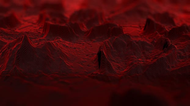 3D render of a digital landscape with connecting lines