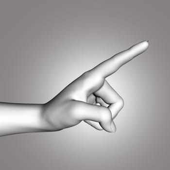 3D render of a female hand with pointing finger