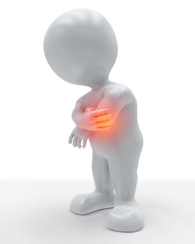 3D render of a figure holding his elbow in pain