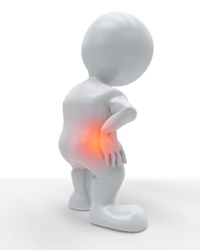 3D render of a figure holding his hip in pain
