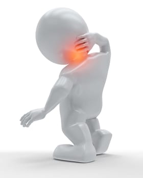 3D render of a figure holding his neck in pain