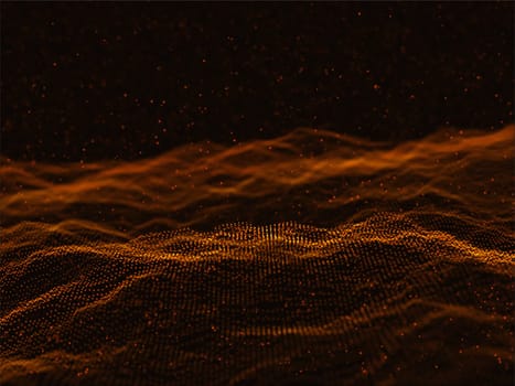 3D render of a futuristic background with flowing cyber particles