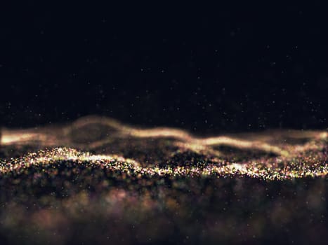 3D render of a futuristic background with colourful flowing cyber dots