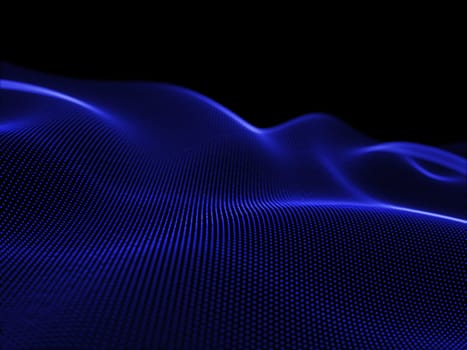 3D render of a flowing particles creating an anstract landscape, modern technology