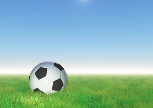 3D render of a football nestled in grass