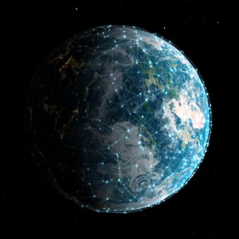3D render of a global technology and network communications background