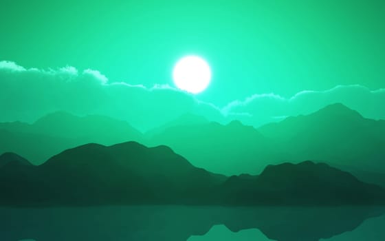 3D render of a green mountain landscape