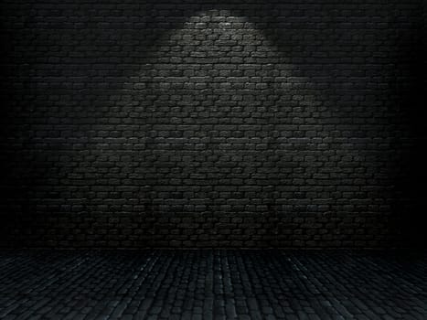 3D render of a grunge brick interior