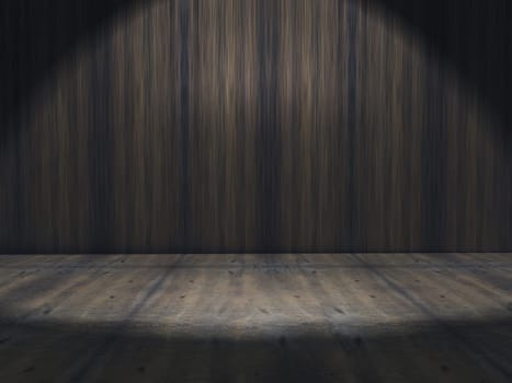 3D render of a grunge interior with spotlight