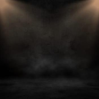 3D render of a grunge interior with spotlights shining down