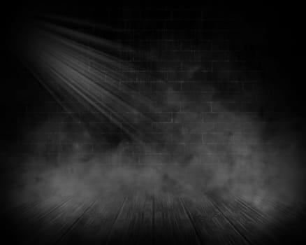 3D render of a grunge interior with smoke and spotlight