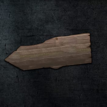 3D render of a grunge style wooden sign on a dark concrete texture