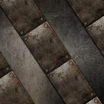 3D render of a grunge texture background with metal plate design