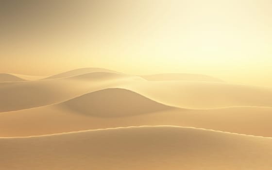 3D render of a hazy desert scene
