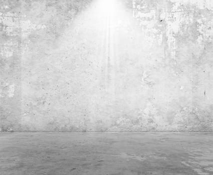 3D render of a grunge style room interior with spotlight shining down