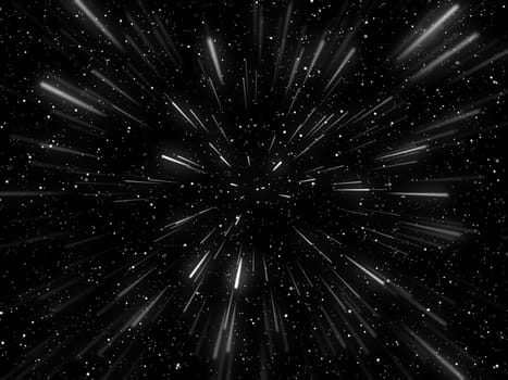 3D render of a hyperspace background with warp tunnel effect