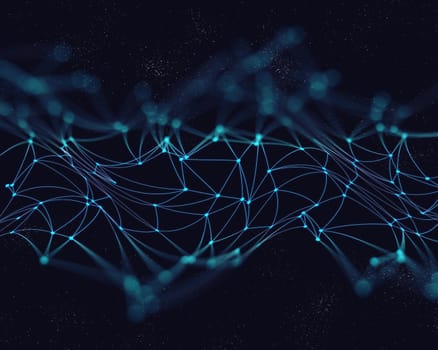 3D render of a low poly abstract background with connecting lines and dots