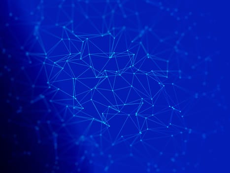 3D render of a low poly background with connecting lines and dots
